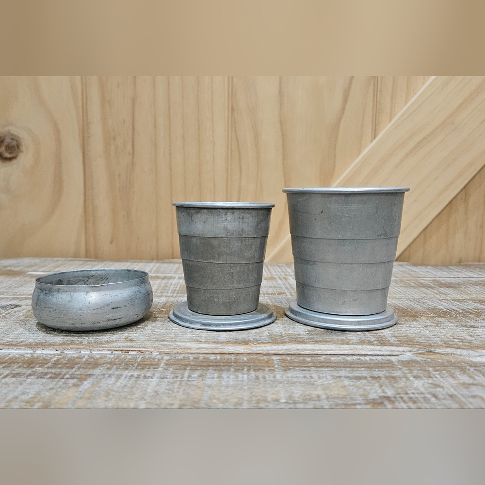 Vintage | Pair Of Aluminum Collapsible Travel Camping Cups